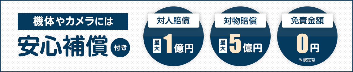 機体やカメラには安心補償付き